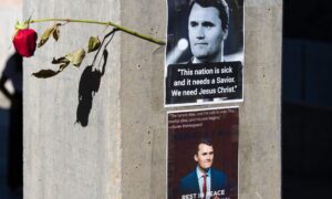United States: a statue of Charlie Kirk vandalized with red paint in Arizona